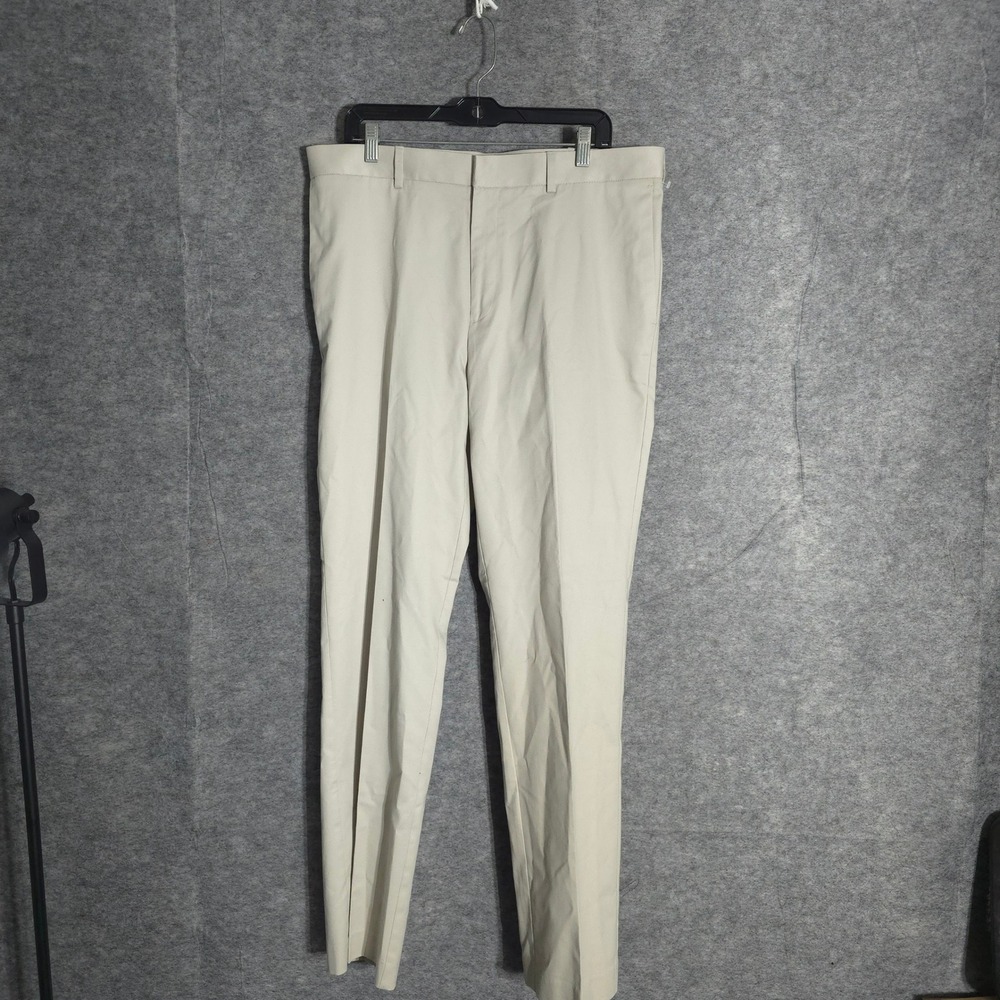 John Henry Trousers Mens 36x34 Stone Beige Flat Front Straight Leg Dress Pants